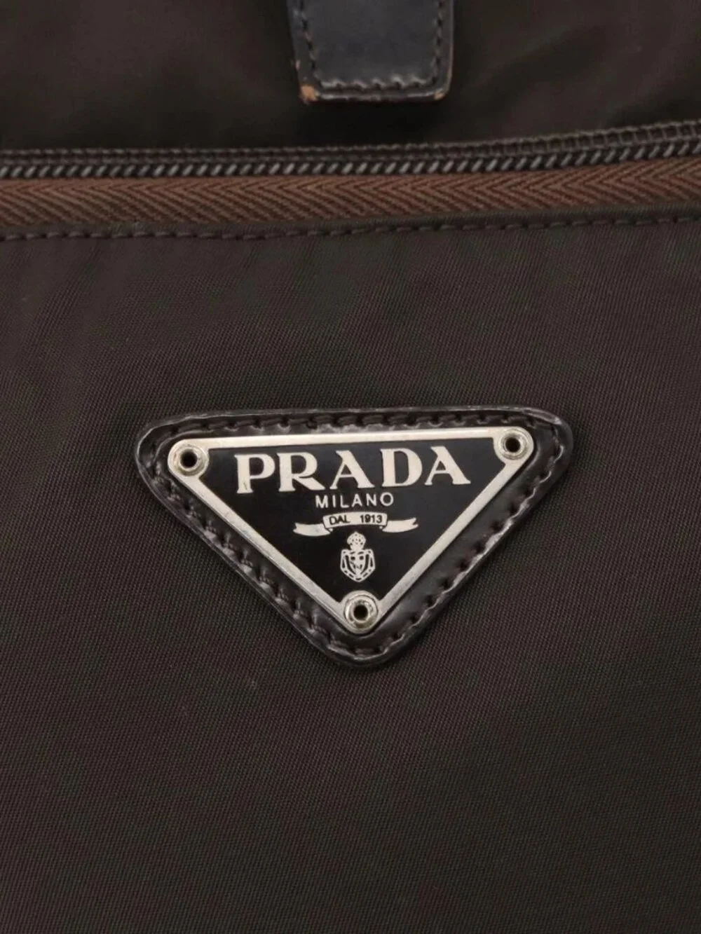 PRADA Backpack Nylon Brown Silver Auth